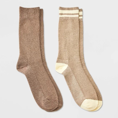 Men's 2pk Casual Crew Socks - Goodfellow & Co™ Brown 6-12 | Target