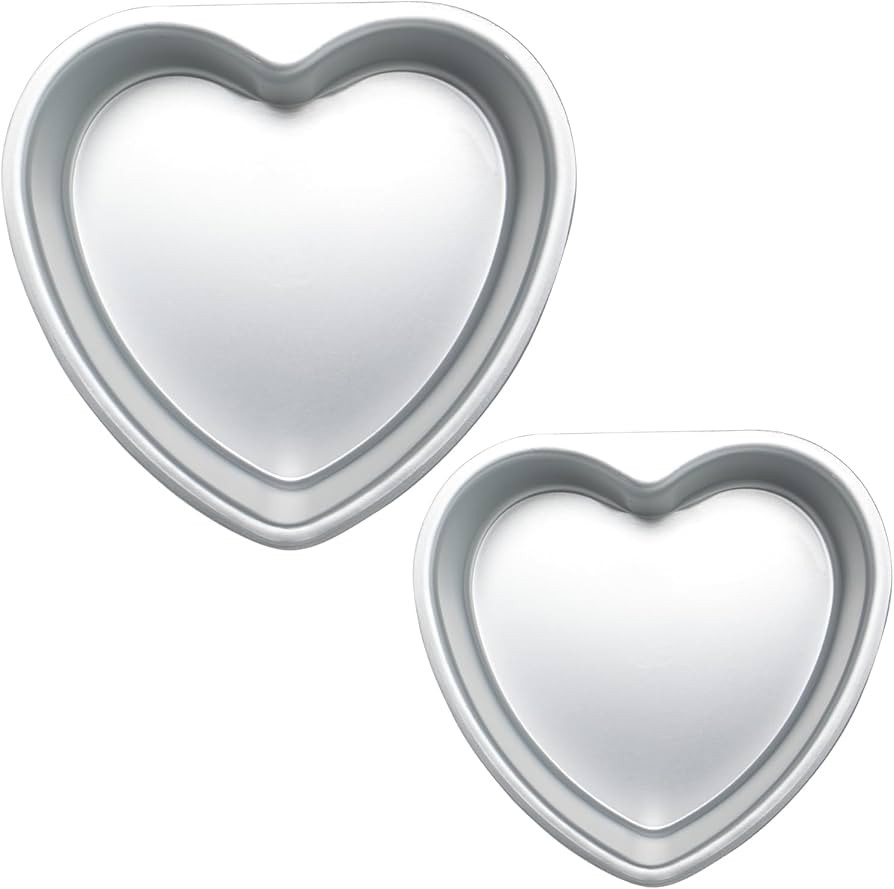 Gvhntk 2 pcs Heart Shaped Cake Pan 6 Inch 8 Inch Aluminum Cake Pans Heart Cake Tin Baking Cake Mo... | Amazon (US)