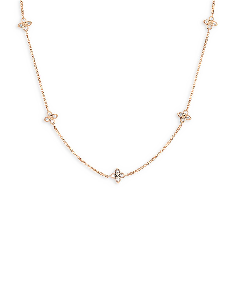 Roberto Coin 18K Yellow Gold Verona Love by the Inch 5 Station Flower Diamond Necklace, 17 | Bloomingdale's (US)
