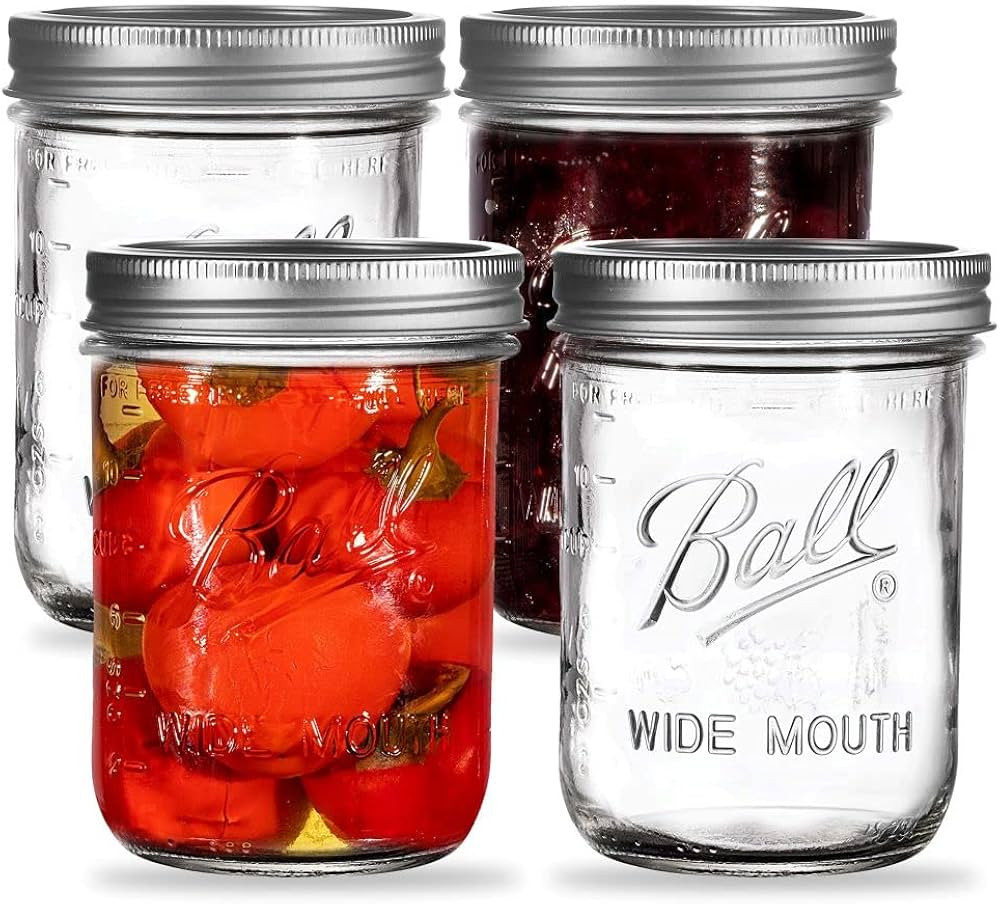 Wide Mouth Mason Jars 16 oz. (12 Pack) - Pint Size Jars with Airtight Lids and Bands for Canning,... | Amazon (US)