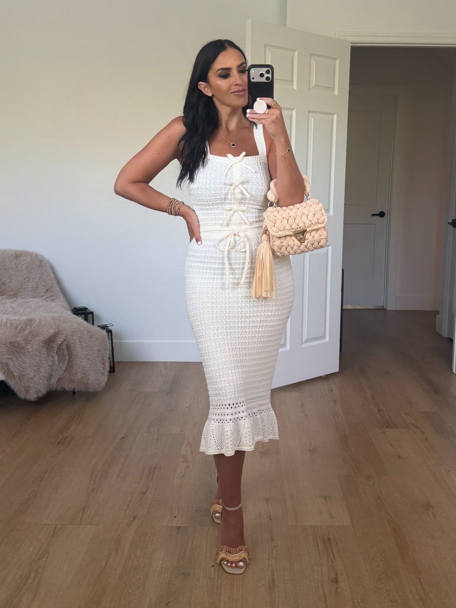 Madden NYC Women's Crochet Tank Top and Skirt Set wearing size small only $26

