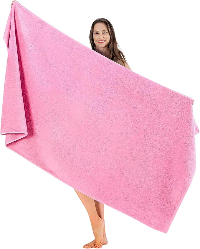 SALBAKOS Luxury 100% Turkish Cotton Bath Sheets 40x80 in Oversized Extra Large Bath Towels Pink T... | Amazon (US)