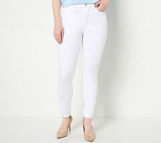 Studio Park x Leah Williams Petite Skinny Jeans - White | QVC