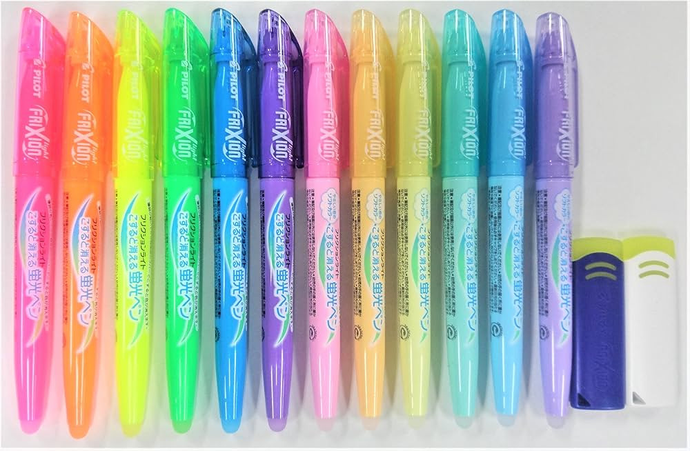 Pilot Frixion Highlighters 12 Colors & New FriXion Erasers 2 Colors Set with Original Vinyl Pen C... | Amazon (US)