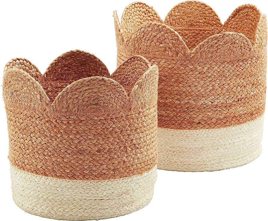 Mud Pie Scalloped Edge Jute Basket, Brown | Amazon (US)