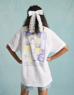 Miss Selfridge oversized positano postcard tee | ASOS | ASOS (Global)