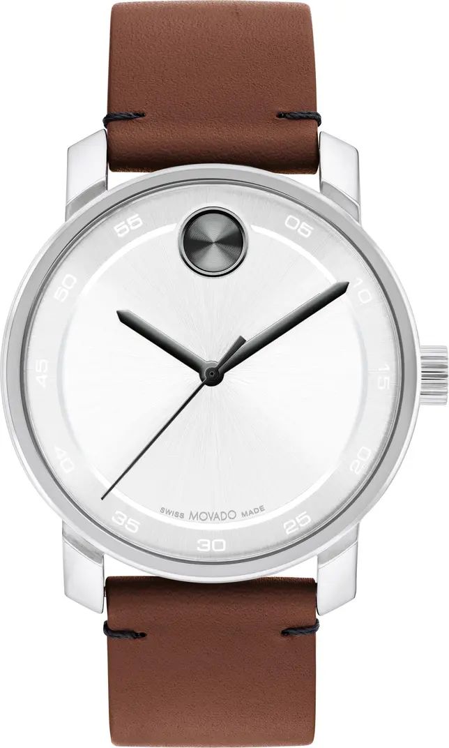 Movado Bold Access Leather Strap Watch, 41mm | Nordstrom | Nordstrom