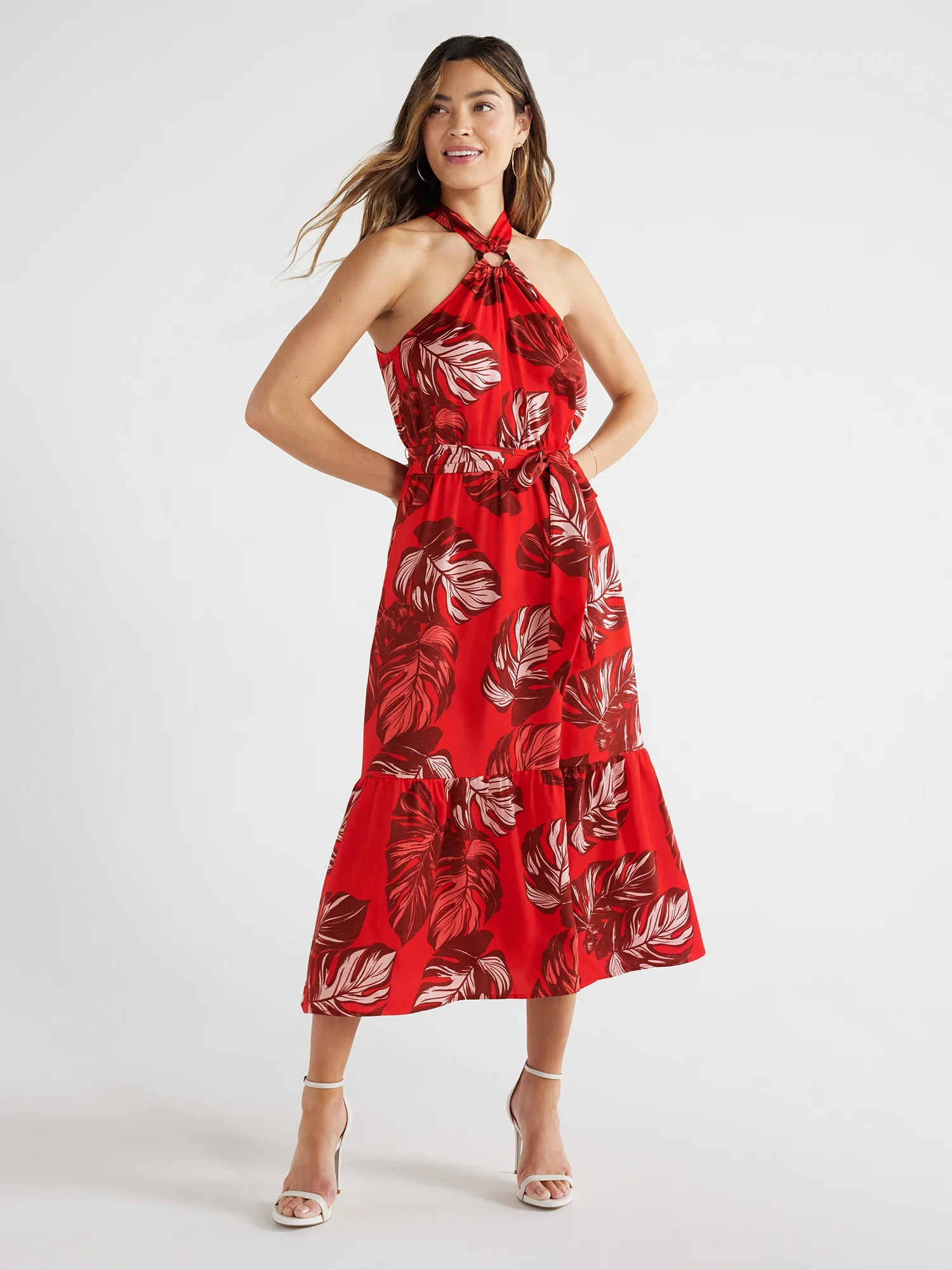 Sofia Jeans Women's O-Ring Halter Dress, Mid Calf Length, Sizes XS-XXXL | Walmart (US)