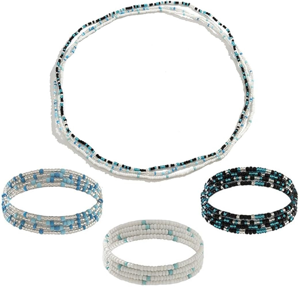African Waist Beads For Women Colorful 3PCS Layered Belly Body Chain Beach Bikini Waist Jewelry B... | Amazon (US)