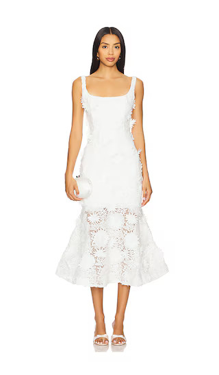Marico Lace Midi Dress in Orchid White | Revolve Clothing (Global)