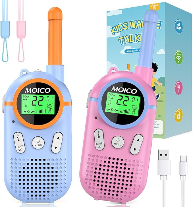 MOICO Toys for 3-12 Year Old Boys Girls,Rechargeable Long Range Walkie Talkies for Kids with 22 C... | Amazon (US)