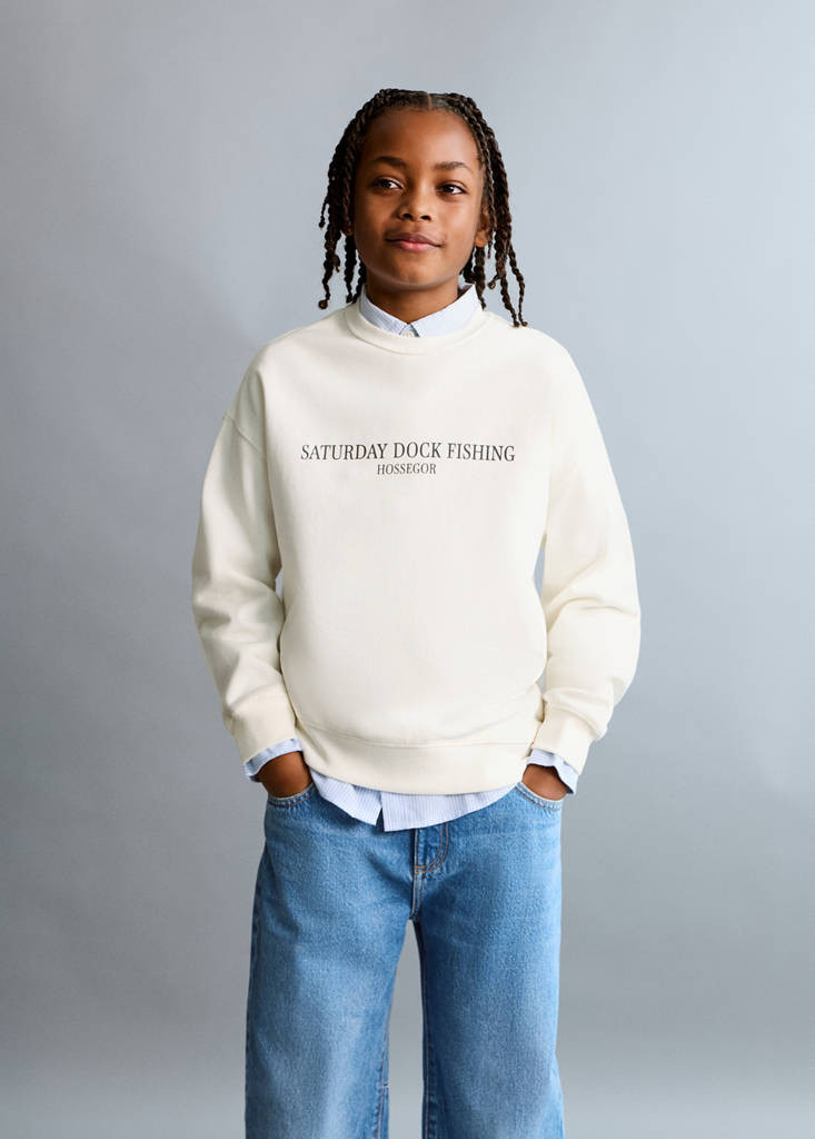 Printed cotton sweatshirt off white - Kids - 9-10 years - MANGO KIDS | Mango (US/MX/AU)