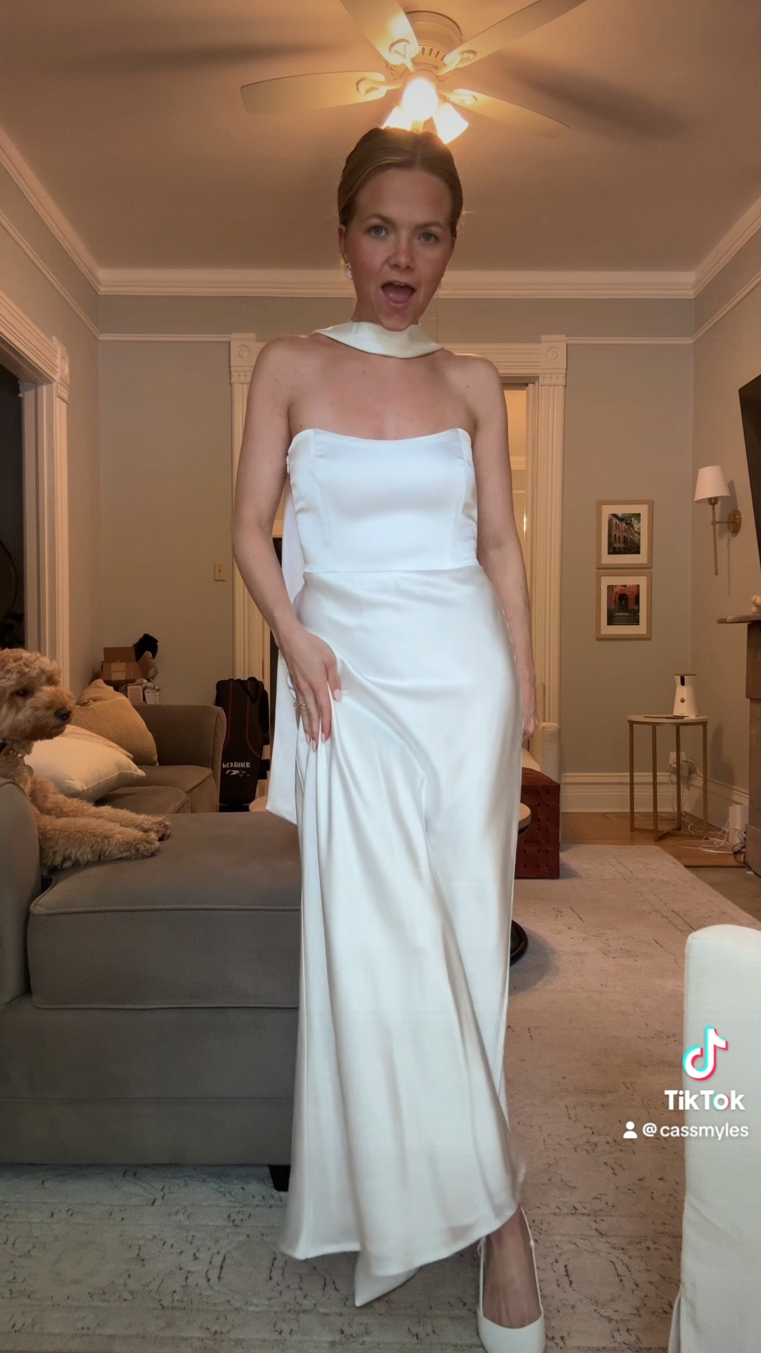 My rehearsal dinner dress that I could not have been more obsessed with #bride #wedding #weddingdress #rehearsaldinnerdress 

#LTKWedding