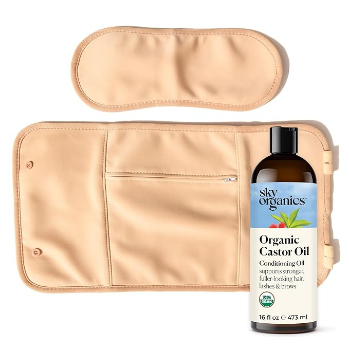 Sky Organics 16oz Castor Oil w/Wraps | Reusable Organic Castor Oil Pack | Adjustable Elastic Stra... | Amazon (US)