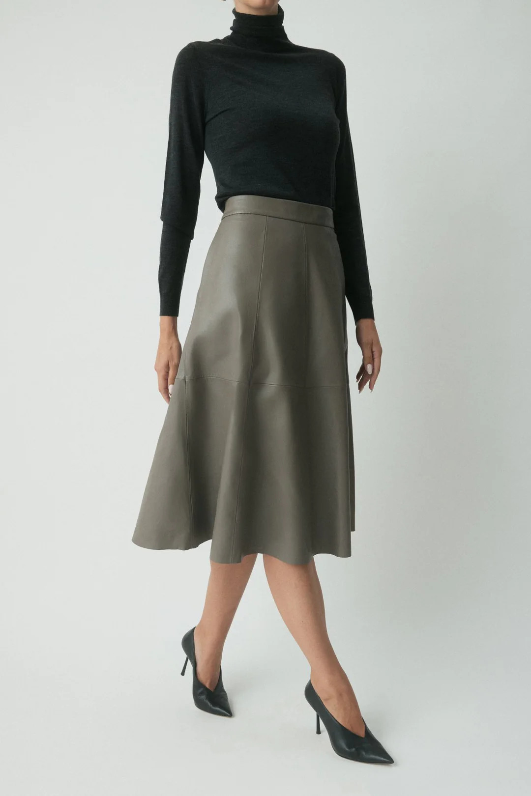 Birken Leather Skirt - Pewter | Perri Cutten