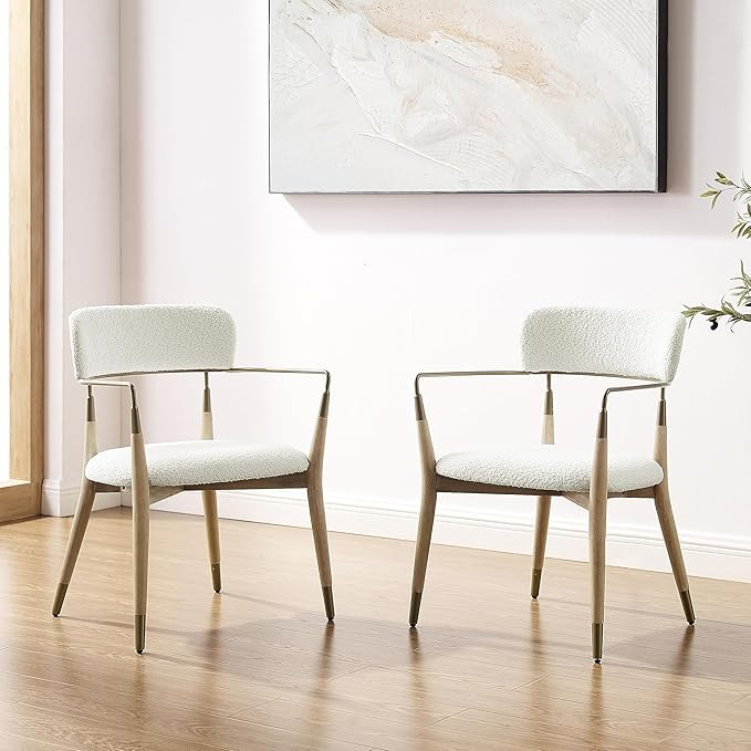 Art Leon Dining Chairs, Set of 2, Mid Century Modern Dining Room Chairs, Boucle Fabric Accent Cha... | Amazon (US)