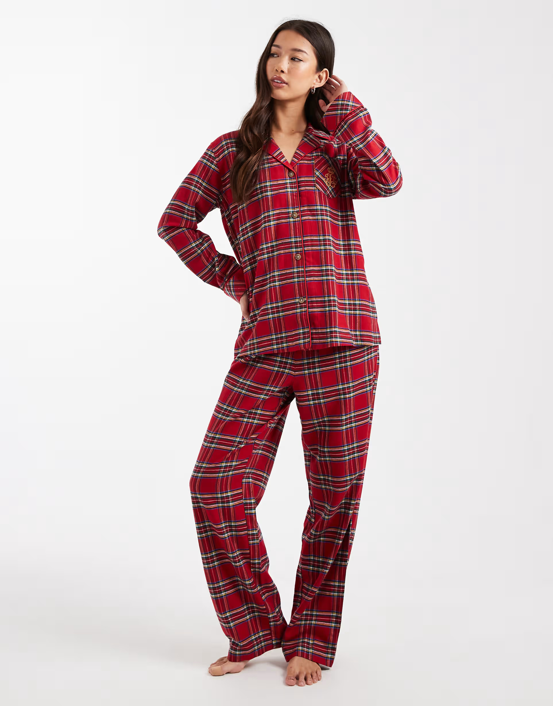 Ralph Lauren Notch collar pajama set in red plaid | ASOS (Global)
