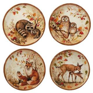 Certified International Pine Forest 8.5 in. Multicolored Dessert Plates (Set of 4) 37201SET4 - Th... | The Home Depot