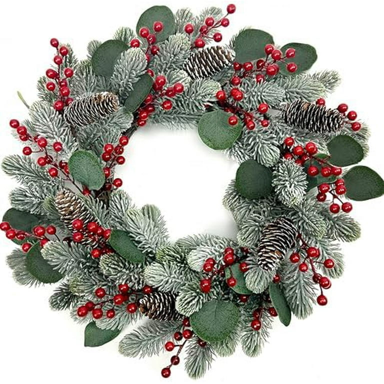 Artificial Christmas Wreath 20 Inch Christmas Wreaths for Front Door Winter Wreath with Pine Need... | Walmart (US)