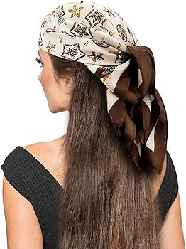vimate Head Scarf for Women Hair 27'' Square Satin Silk Feeling Bnadana Neck Scarf Handbag Access... | Amazon (US)