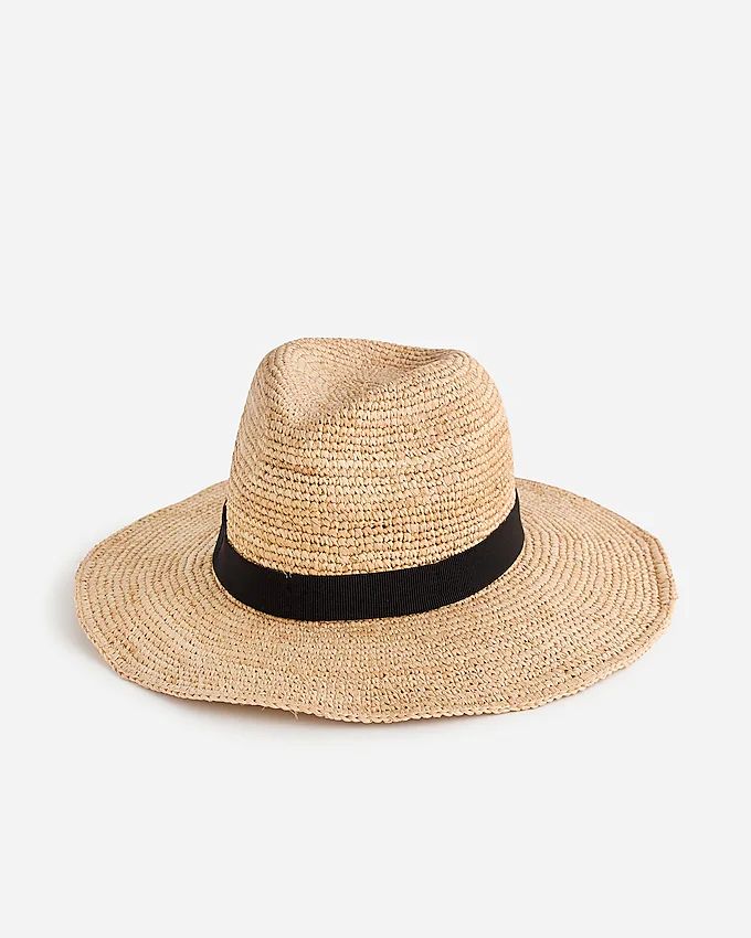 Wide-brim packable straw hat | J.Crew US