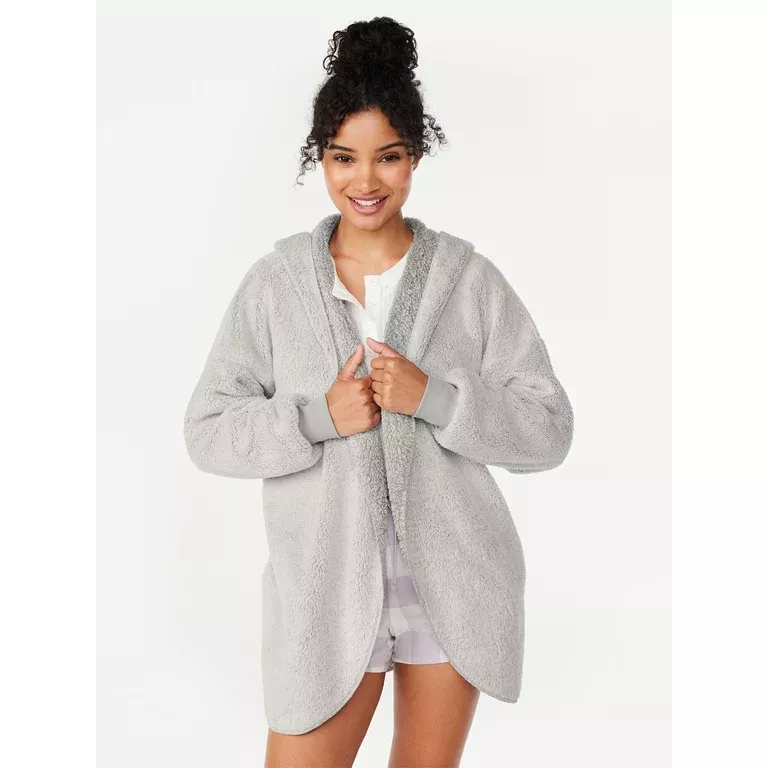 Joyspun Women’s Plush Sleep Robe, Sizes S to 3X
