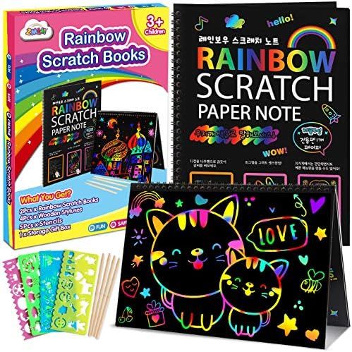 ZMLM Scratch Paper Art-Crafts Notebook: 2 Pack Bulk Rainbow Magic Paper Supplies Toys for 3 4 5 6 7  | Amazon (US)