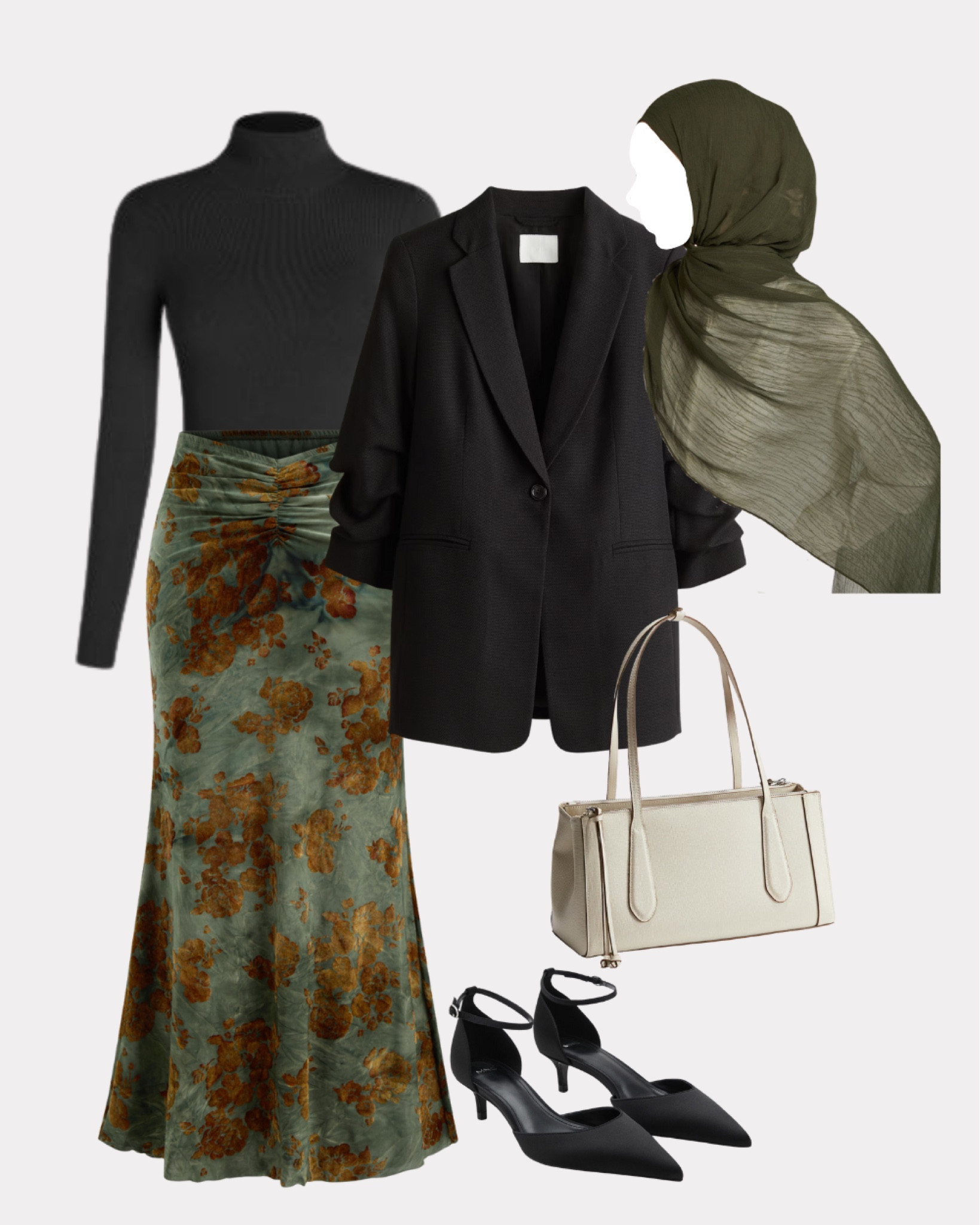 Stylish fall outfits inspo wit this chic elegant suede skirt combined with ribbed top overlay with oversized blazer