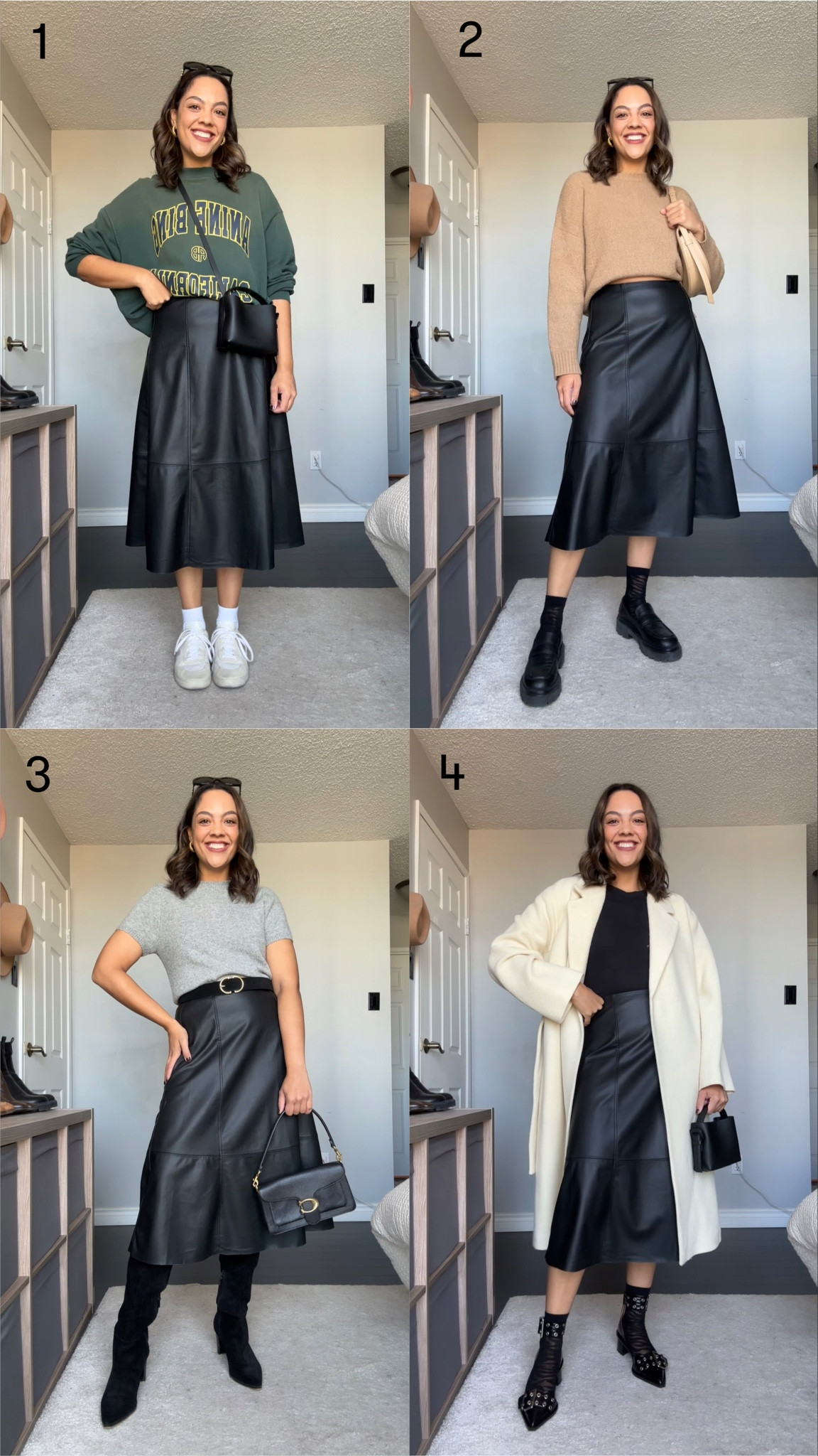 Leather Midi Skirt Outfit - Oh So Glam