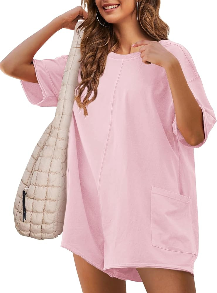 UANEO Rompers for Women Casual Oversized Athletic Jumpsuits Overalls Workout Hot Shot Tee Romper | Amazon (US)