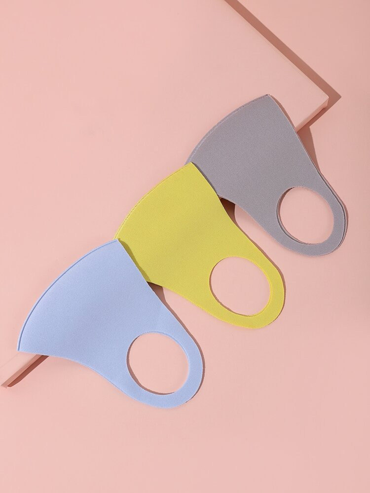 3pcs Toddler Girls Solid Face Covering | SHEIN