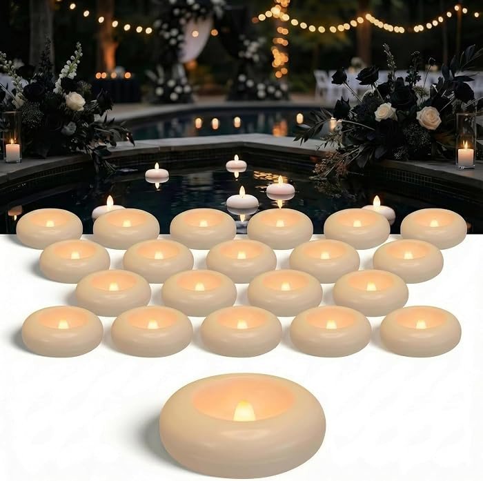 Aignis 24pcs Flameless Floating Candles Waterproof, 200Hr 3”LED Floating Tea Lights with Batter... | Amazon (US)
