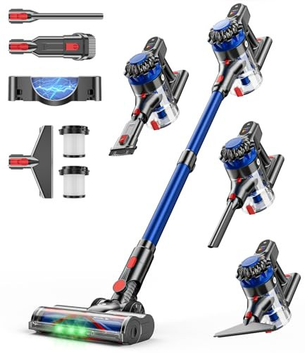 KARDV Cordless Vacuum Cleaner, 500W/40Kpa Vacuum Cleaners for Home, 60Mins Stick Vacuum with LED Display, Anti-Tangle & Wall Mount Charging, 8 in 1 Lightweight Vacuum for Hard Floors Carpet Pet Hair | Amazon (US)