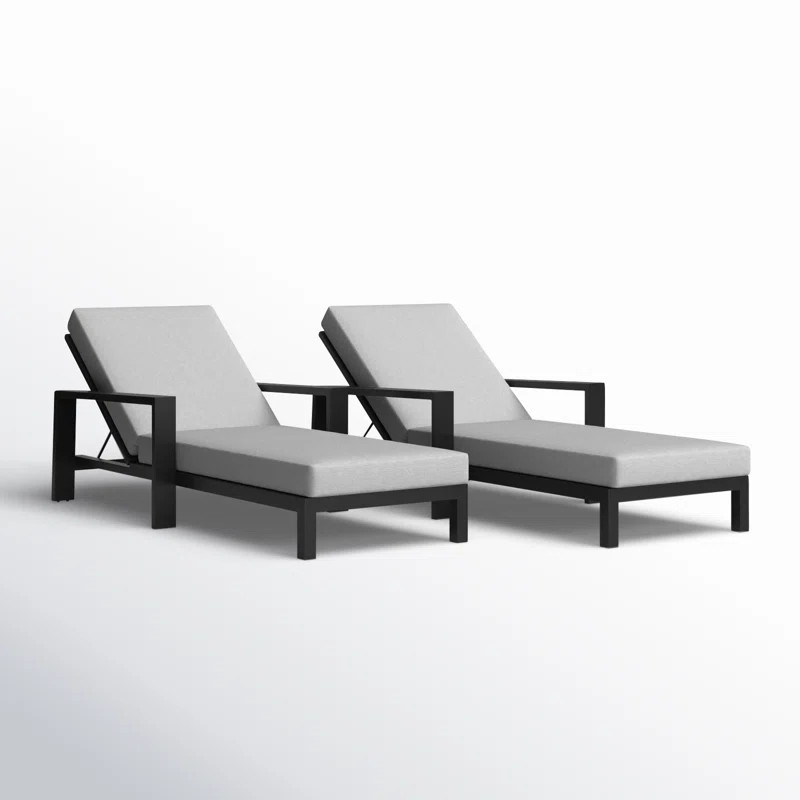 Hoyt 35'' Outdoor Metal Chaise Lounge (Set of 2) | Wayfair North America
