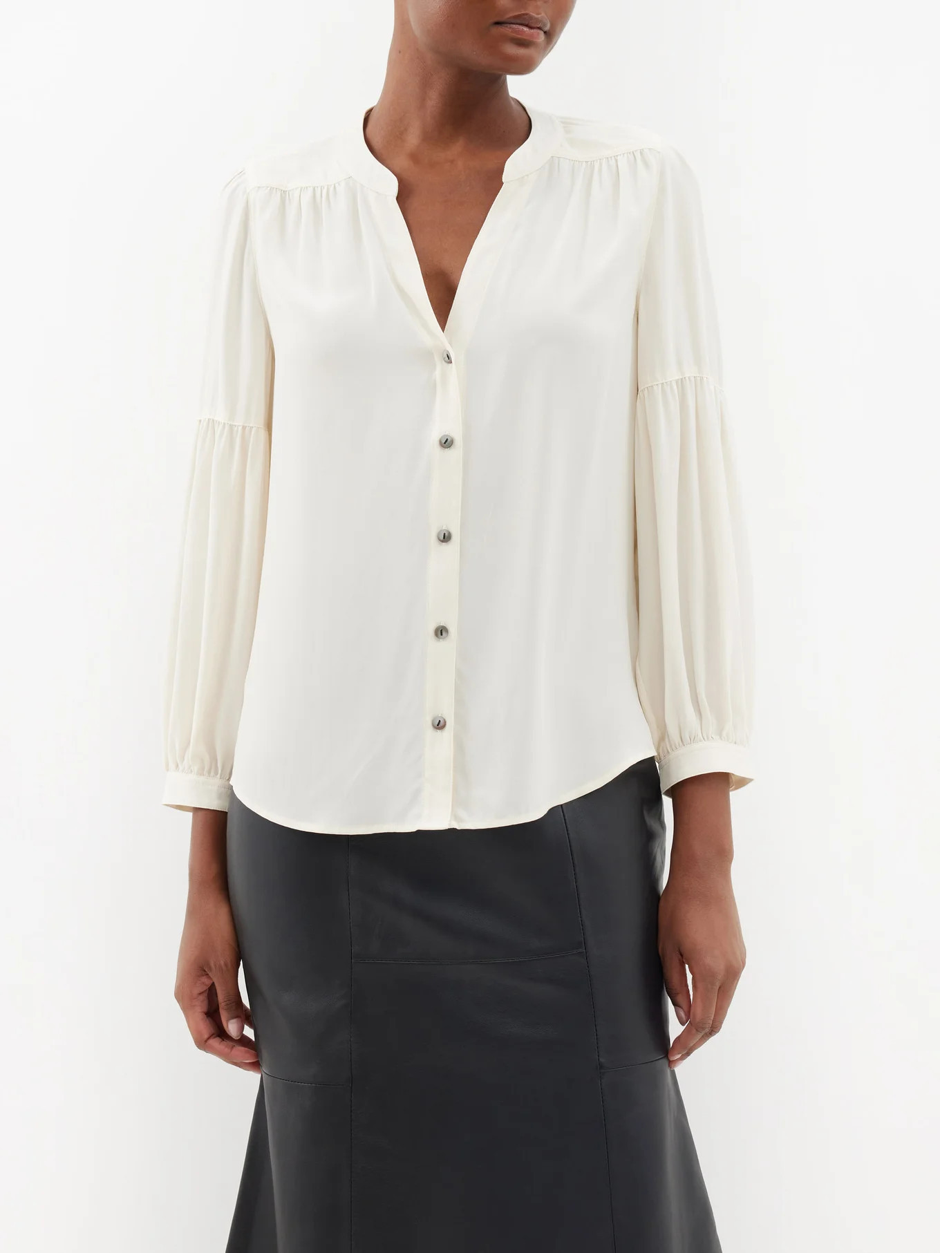 The Ella blouson-sleeve silk-crepe shirt | Cefinn | Matches (UK)