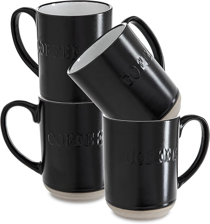 Sheffield Home Set of Stoneware Coffee Mugs- 4 Printed Coffee Cups, Tea Cups, Latte Mugs 16 oz (B... | Amazon (US)