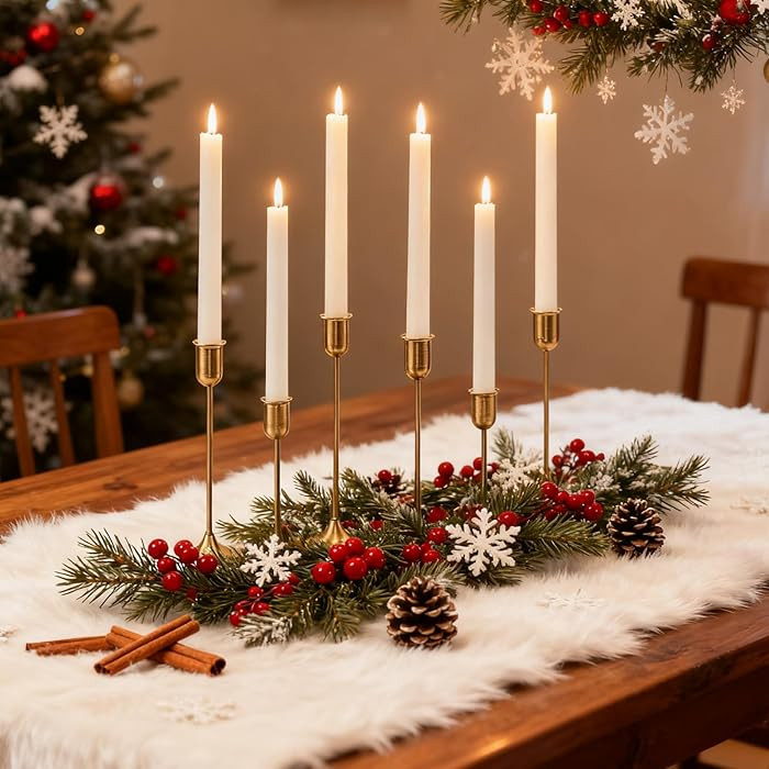 Candlestick Holders, Taper Candle Holders Set of 6, Vintage Gold Candle Sticks Holder Decor for T... | Amazon (US)