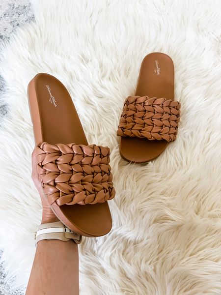 New Target braided slide sandals, the strap is soft and flexible, seems very comfy, and the shoe is lightweight. Moderate support. Fits tts. 

#LTKunder50 #LTKstyletip