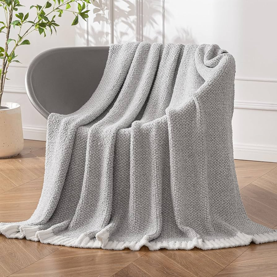 MIULEE Light Grey Super Soft Throw Blanket for Couch, Cozy Fluffy Warm Throws Knit Blankets for S... | Amazon (US)