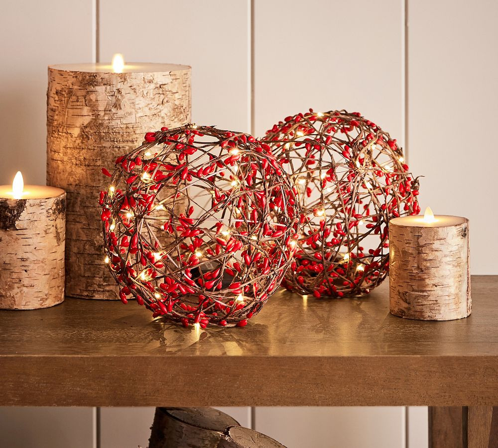 Lit Red Berry Orb | Pottery Barn (US)