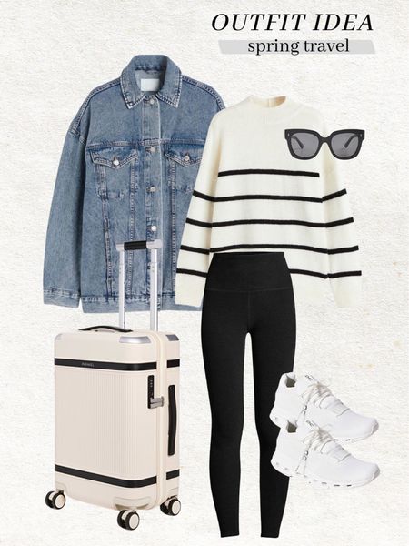 Spring travel outfit idea ✈️

Spring outfit; vacation outfit; casual outfit; mom style; school drop off outfit; denim jacket; white luggage; black leggings; beyond yoga; oncloud sneakers; white sneakers; striped sweater; Christine Andrew

#LTKunder100 #LTKtravel #LTKstyletip