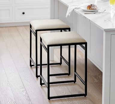 Hardy Upholstered Backless Counter Stool | Pottery Barn (US)