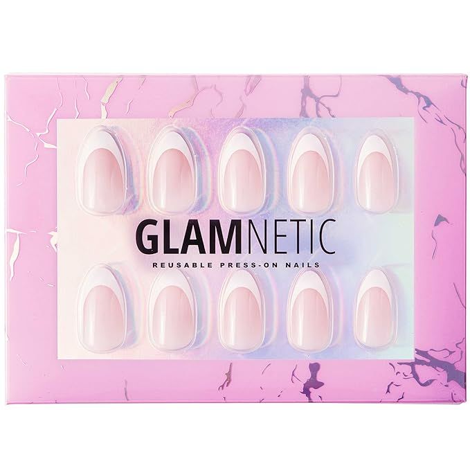 Glamnetic Press On Nails - Ma Damn | French Tip Nails, UV Finish Short Pointed Almond Shape, Reus... | Amazon (US)