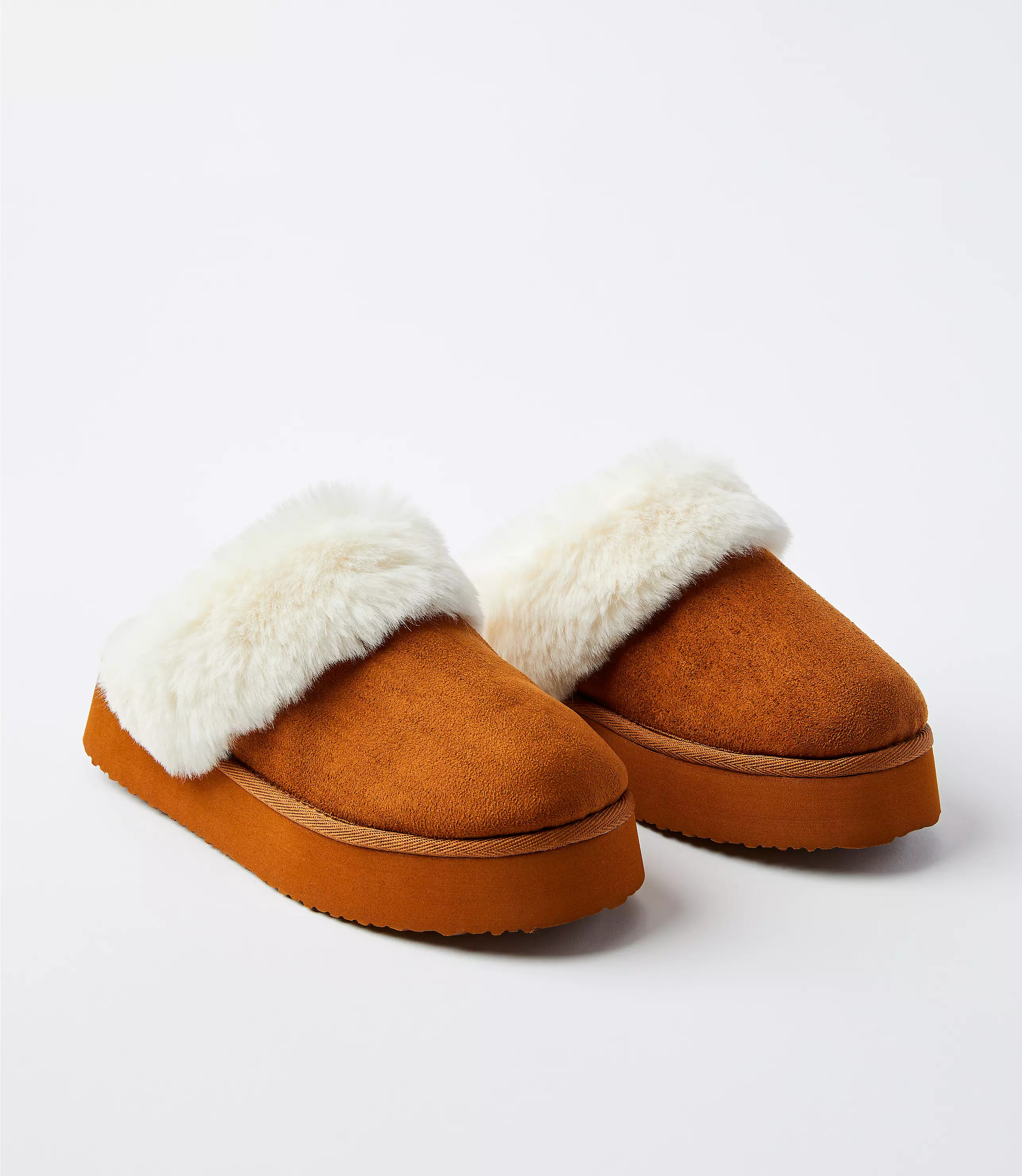 Faux Fur Lined Platform Slippers | LOFT