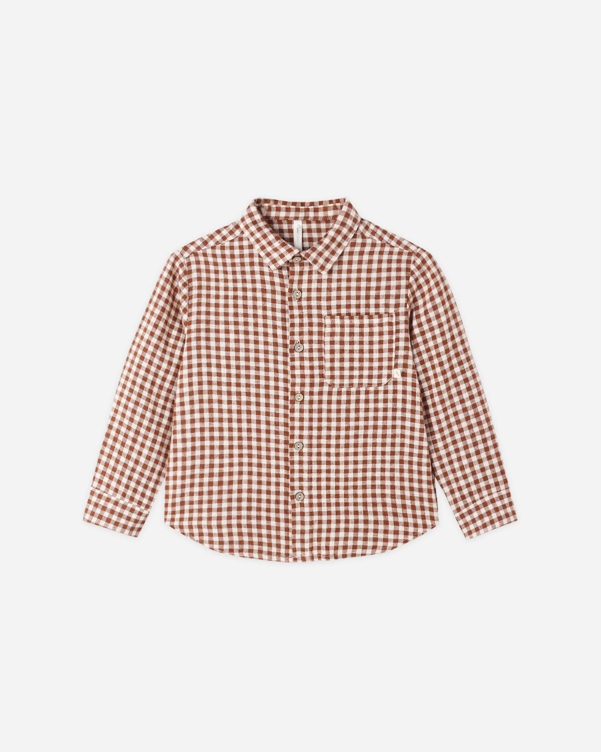 Collared Long Sleeve Shirt Brick Check | Rylee + Cru