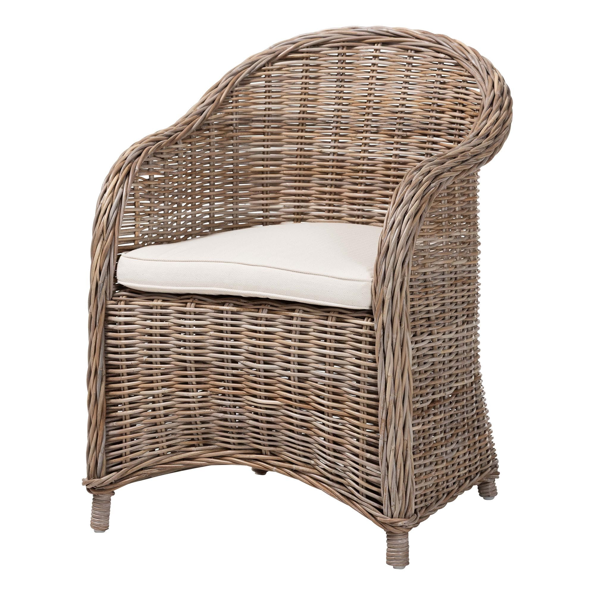 Bali & pari Amanda Natural Rattan Armchair – Handwoven Wicker Barrel Chair with Removable Cushi... | Amazon (US)