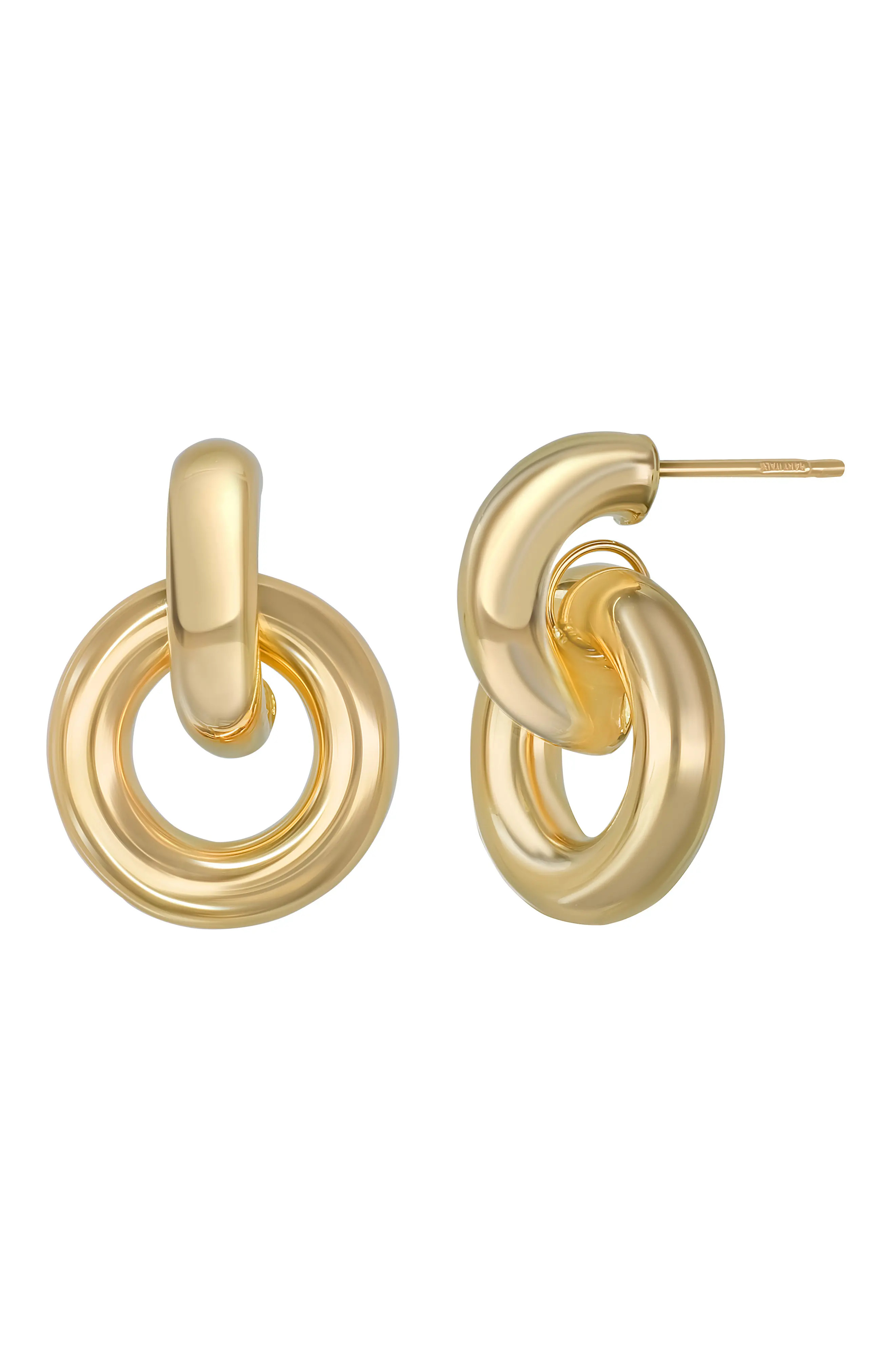 14K Gold Chunky Drop Hoop Earrings (Women) | Nordstrom | Nordstrom