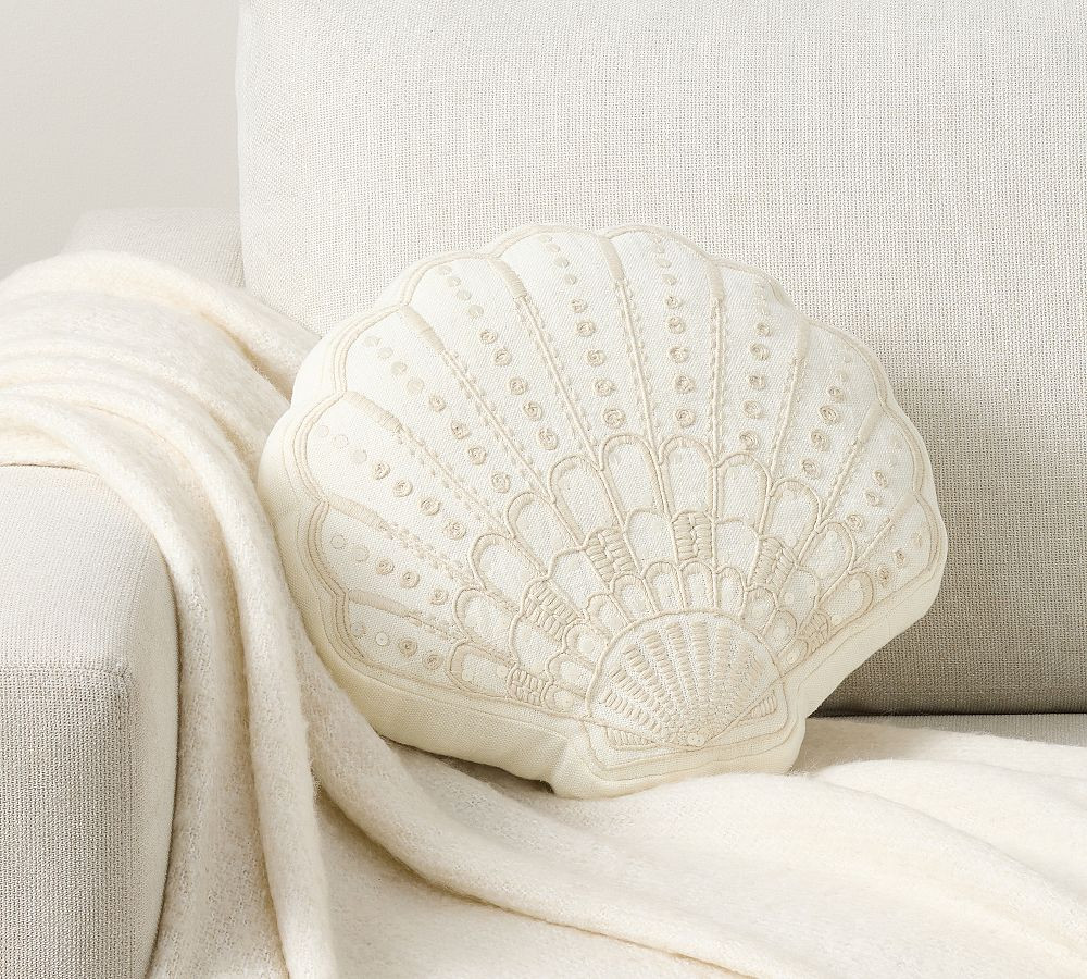 Shell Embroidered Shaped Pillow | Pottery Barn (US)