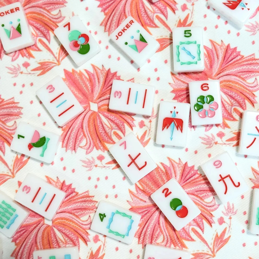 Scalloped Square Game Table Topper | Lotus Flower | Frances Fields Home