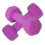 Portzon Set of 2 Neoprene Dumbbell Hand Weights, Anti-Slip, Anti-roll, Purple, 3-Pound | Amazon (US)
